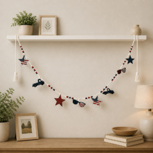4th of July wood macrame garland