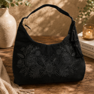 Wildflower Midnight Suede Purse