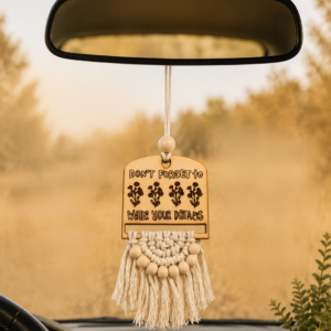 Car Mirror Macrame Wood Charms