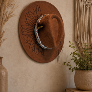 Deep caramel brown wide-brim hat